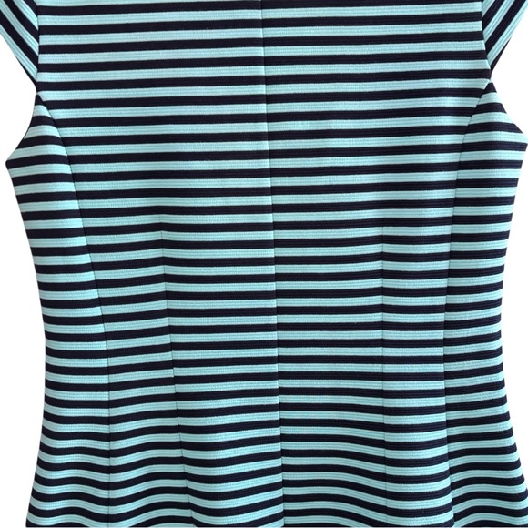LILLY PULITZER Brielle Navy & Teal Stripe Dress M Fit & Flare Preppy - Picture 7 of 12